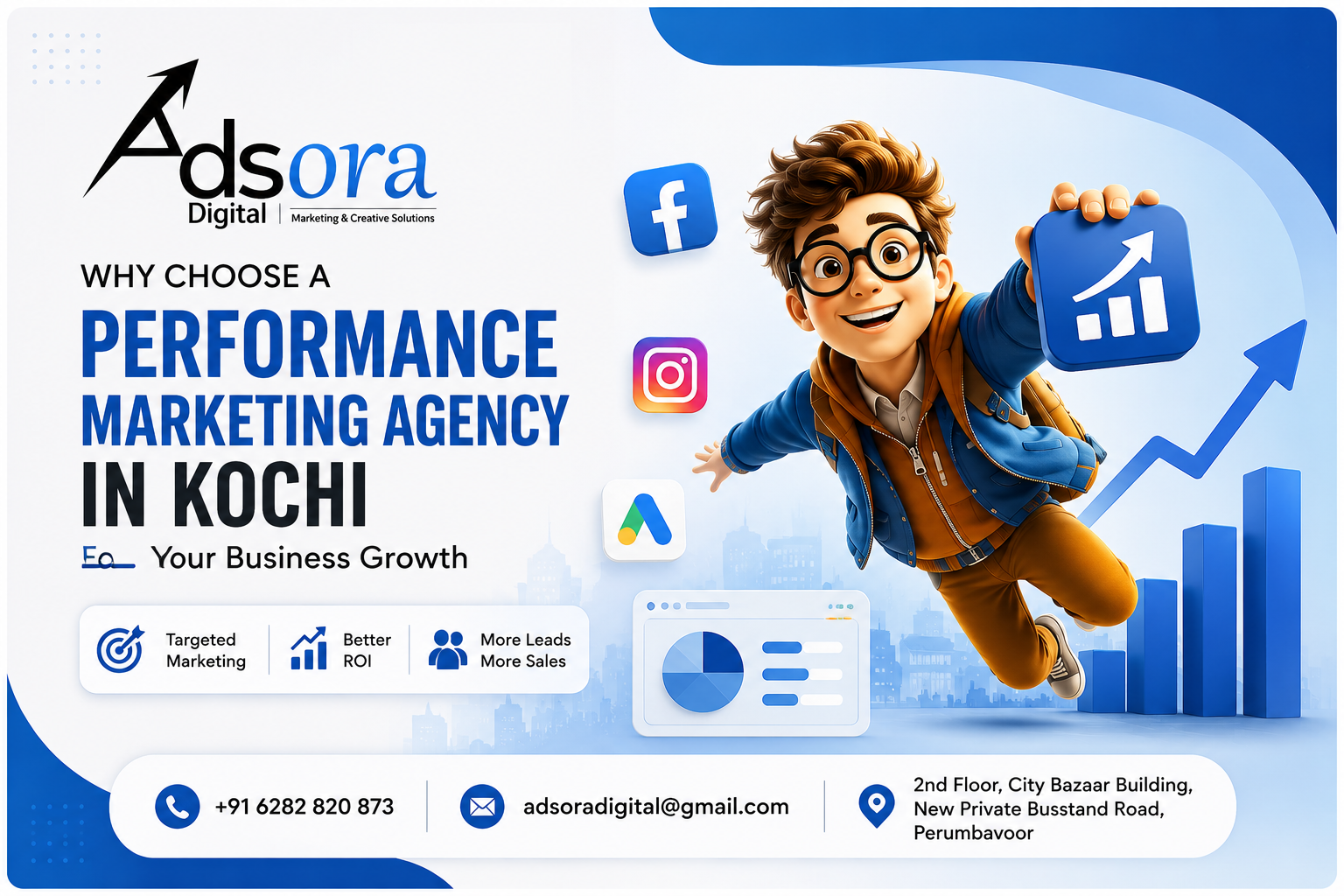 Performance Marketing Agency in Kochi helping businesses grow with SEO, Google Ads and social media marketing - Adsora Digital